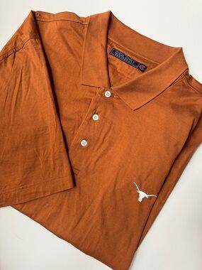 Burnt Orange Polo with White Embroidered Longhorn, Colony Sportswear, Size XL